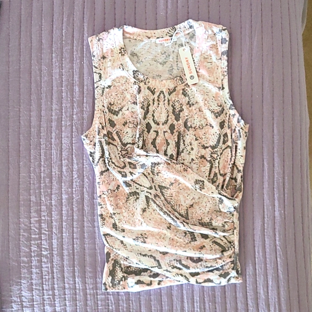 Sundry Snakeskin Wrap Tank Top
